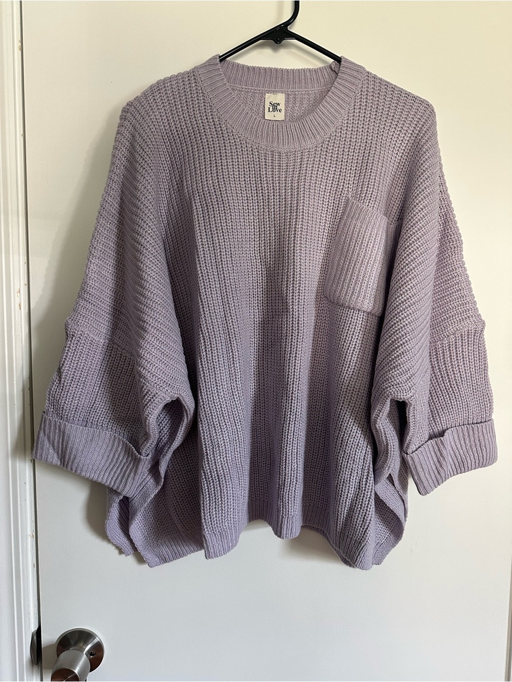 Sew In Love Lilac Oversized Knit Sweater - Women L